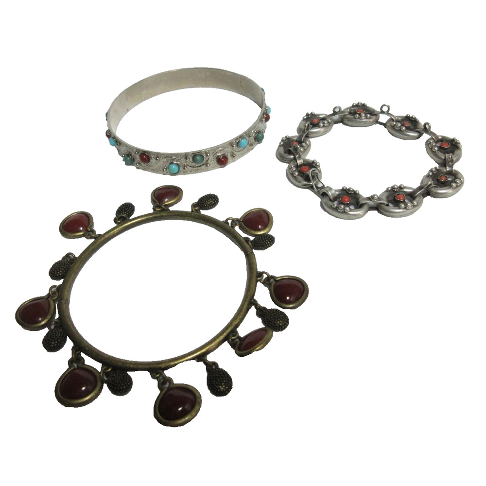 Vintage 3 Gold & Silver Tone Bracelet Bangle Set